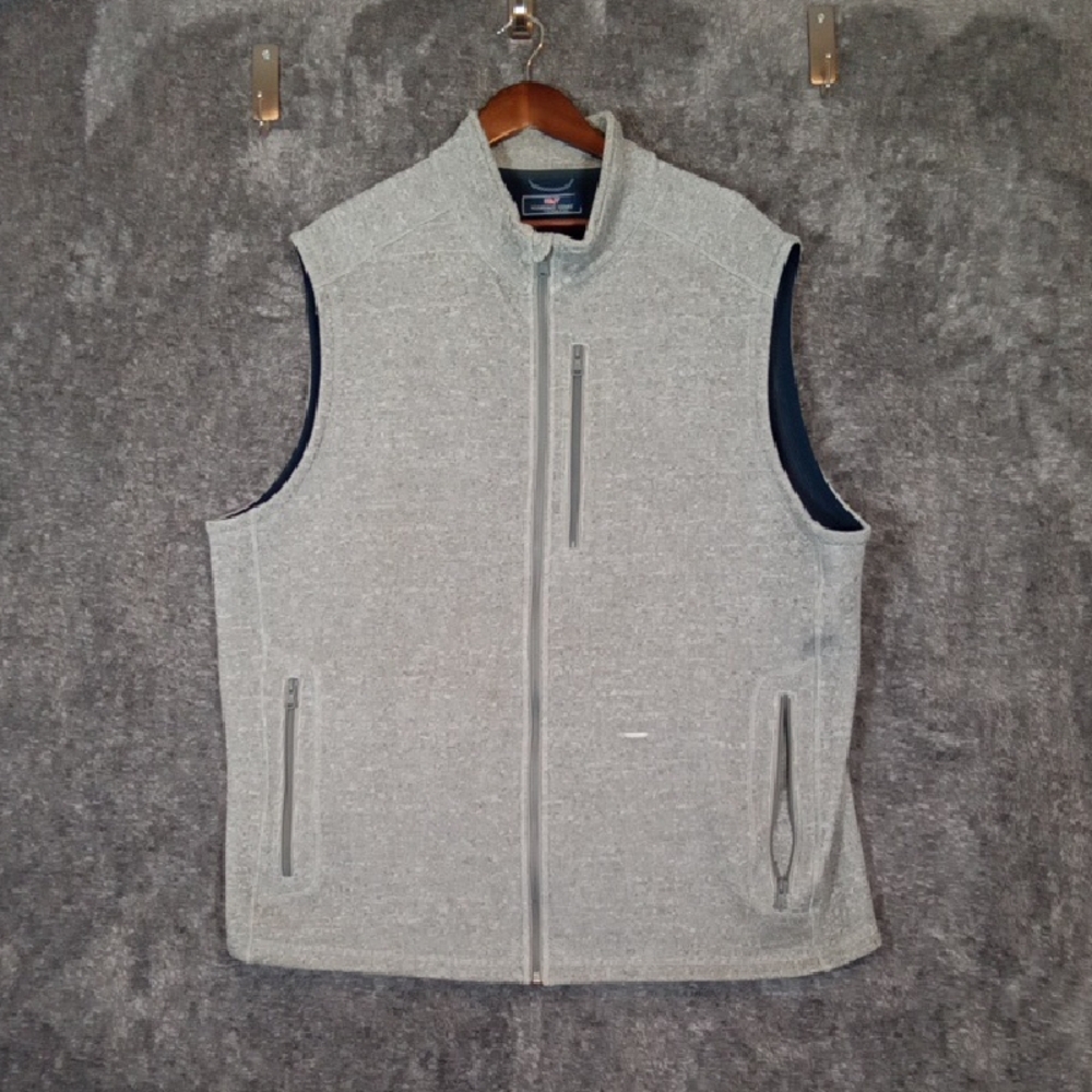 Vineyard Vines Heather Gray Zip-Up Men's Sweater Vest Casual Mens XLT